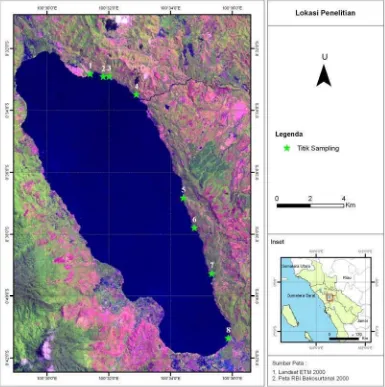 Gambar 1. Lokasi penelitian Danau Singkarak, Sumatera Barat (Sumber: Bako-surtanal 2000) 