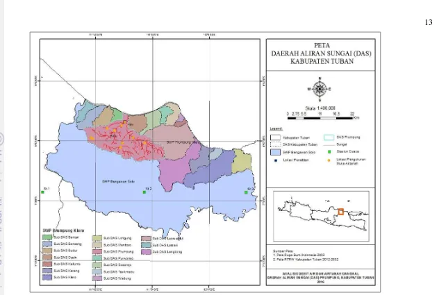 Gambar 4 Lokasi penelitian DAS Prumpung, Kabupaten Tuban 