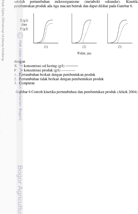 Gambar 6 Contoh kinetika pertumbuhan dan pembentukan produk (Altiok 2004) 