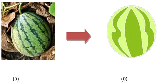 Gambar 3.20 : Referensi apel (a) & hasil jadi ikon apel (b)              