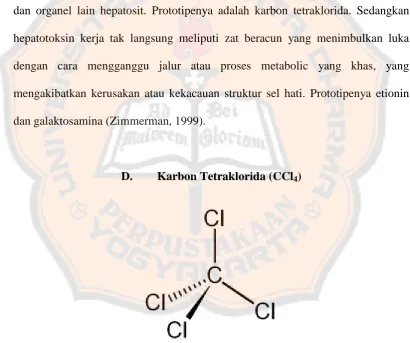 Gambar 2. Struktur karbon tetraklorida (Dirjen POM, 1995)  