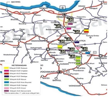 Figure 2. Map of Milk Area Production in The Province of Central Java 