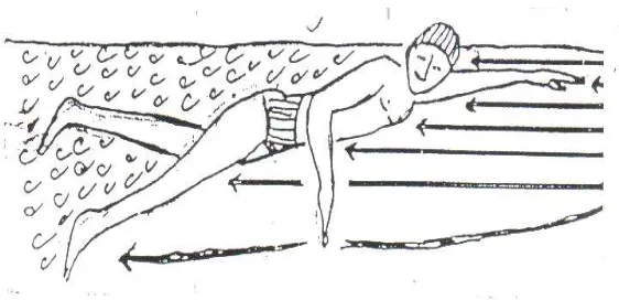 Gambar 9. Hambatan Air  Pada Renang Gaya Crawl Menggunakan Ritme Four Beats Stroke (Soejoko H, 1992:4) 