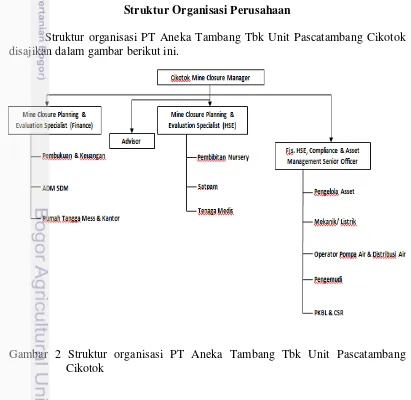 Gambar 2 Struktur organisasi PT Aneka Tambang Tbk Unit Pascatambang 