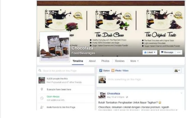 Gambar 4 Tampilan facebook produk “Chocofaza” 