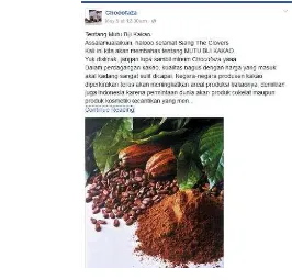 Gambar 6 Posting-an informasi produk minuman coklat “Chocofaza”  