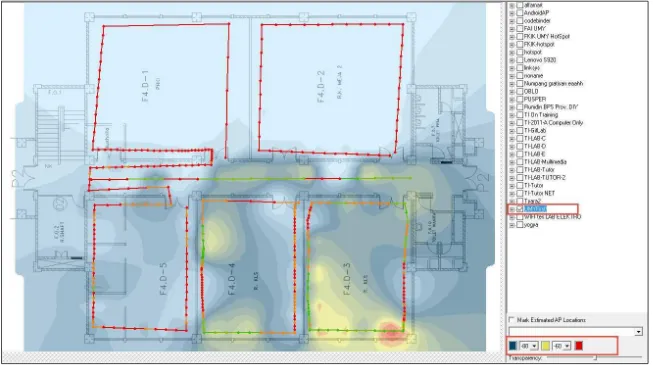 Gambar 4.1 Heatmap Site Survey Gedung F4 Lantai Dasar