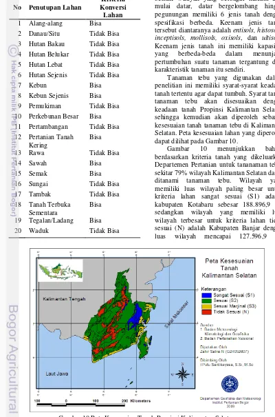 Gambar 10 Peta Kesesuaian Tanah Propinsi Kalimantan Selatan 
