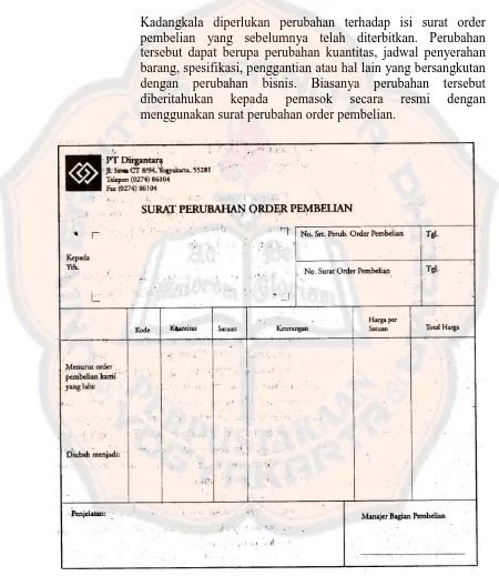 Gambar 7: Surat Perubahan Order Pembelian Sumber: Mulyadi (2001: 308)  