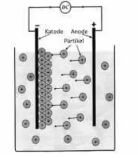 Gambar 4  Pergerakan partikel ke arah elektrode