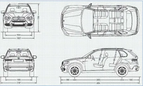 Fig. 3.2 BMW X5 dimension on graph paper 