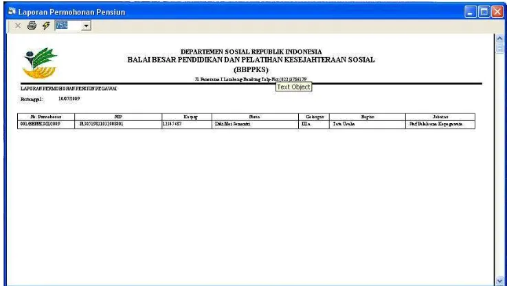 Gambar 5.52 Laporan Pengesahan Pensiun Pegawai 