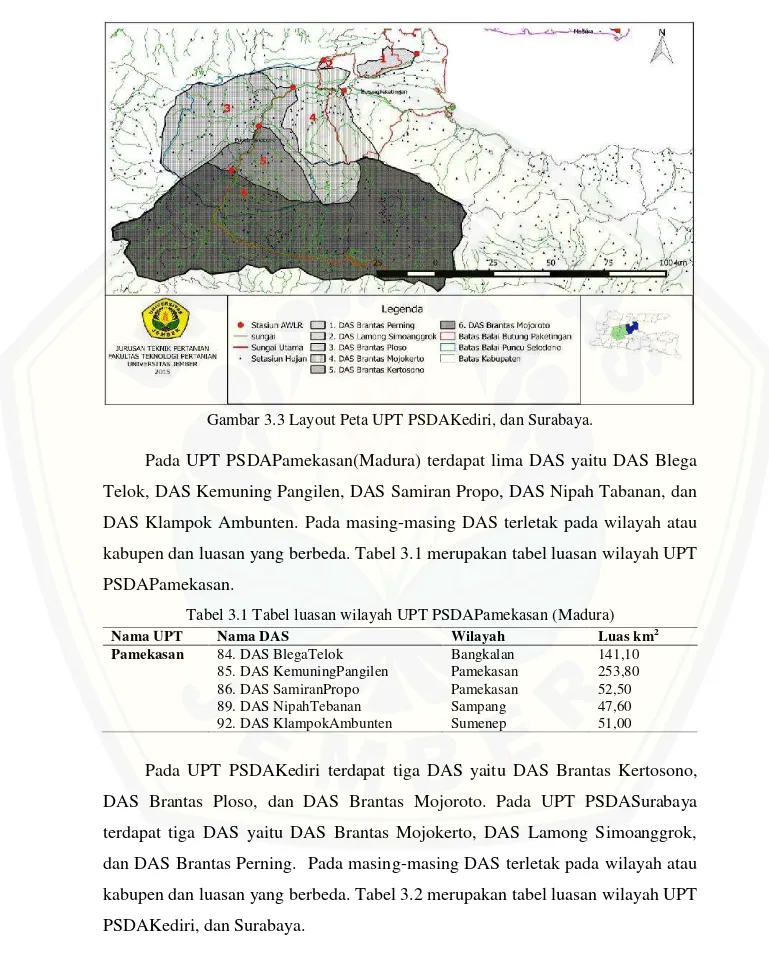 Gambar 3.3 Layout Peta UPT PSDAKediri, dan Surabaya.
