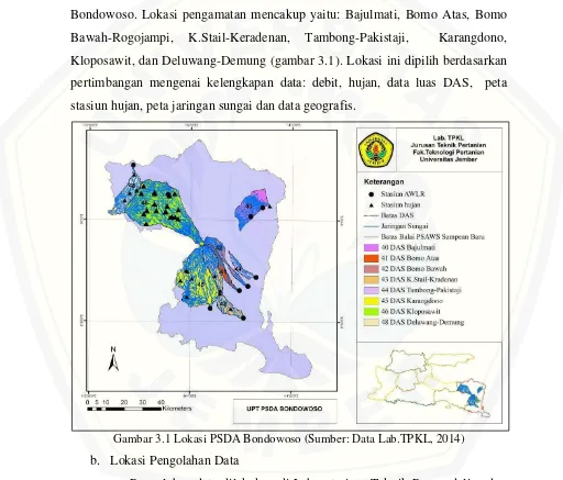 Gambar 3.1 Lokasi PSDA Bondowoso (Sumber: Data Lab.TPKL, 2014) 