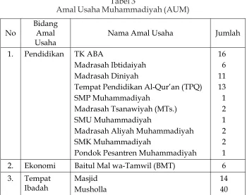 Tabel 3Amal Usaha Muhammadiyah (AUM)