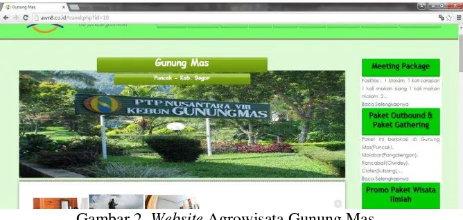 Gambar 2. Website Agrowisata Gunung Mas  
