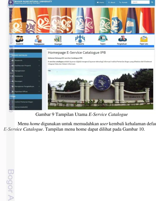 Gambar 9 Tampilan Utama E-Service Catalogue 