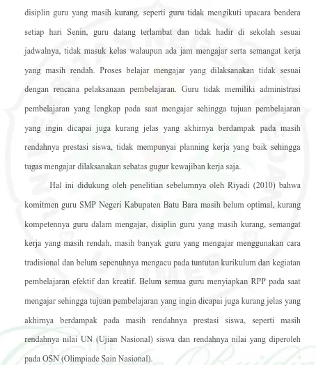 Tabel 1.1. Nilai UN SMP Negeri/Swasta se-Kabupaten Batu Bara 