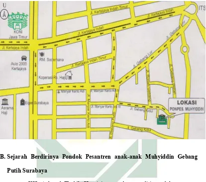 Gambar 2.2  Peta Lokasi Pondok Pesantren Anak-anak Muhyiddin7 
