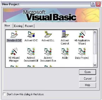 Gambar 2.1 Tampilan awal Visual Basic 6.0 