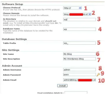 Gambar III.4 menu instalasi wordpress 