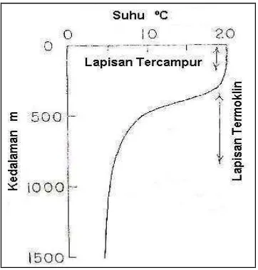 Gambar 1. Profil menegak suhu di laut  