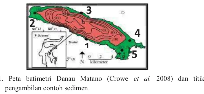 Tabel 1. Posisi geografis pengambilan sedimen di Danau Matano. 