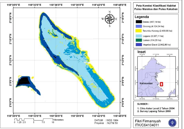 Gambar 6.  Peta  Habitat Pesisir dan Laut Pulau Maratua dan Kakaban 