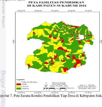 Gambar 7. Peta Sarana Kondisi Pendidikan Tiap Desa di Kabupaten Sukabumi 