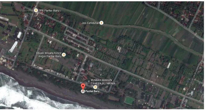 Gambar 3.1 Peta Lokasi Pantai Baru, Srandakan, Kabupaten Bantul, Provinsi 