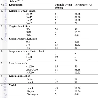 Tabel 6 Identitas petani responden cabai merah keriting di Kecamatan Cikajang,          