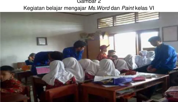 Kegiatan belajar mengajarGambar 1 Ms.Word dan Paint kelas V