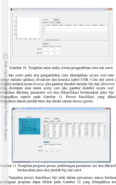 Gambar 11 Tampilan program proses perhitungan parameter ciri dan diklasifikasi 