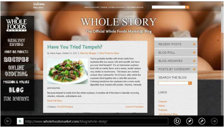 Gambar 2.1 Blog Whole Story milik Whole Foods Market 