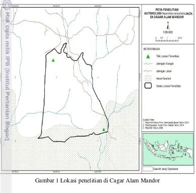 Gambar 1 Lokasi penelitian di Cagar Alam Mandor 