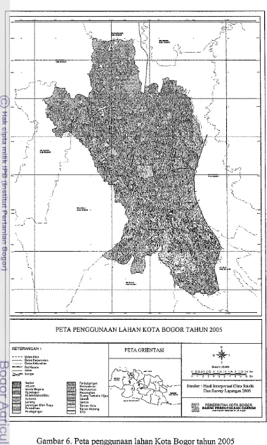 Gambar 6. Peta penggunaan lahan Kota Bogor tahun 2005 