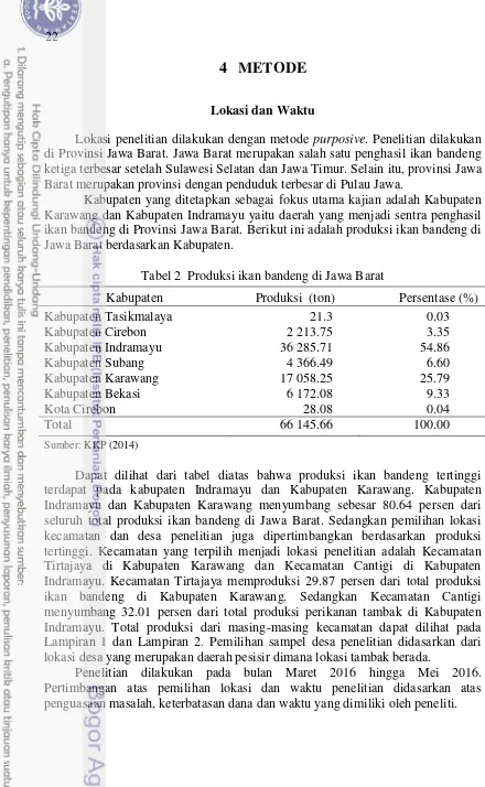Tabel 2  Produksi ikan bandeng di Jawa Barat 
