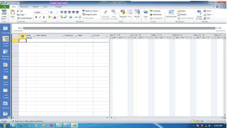 Gambar 3.4 Tampilan layar Gantt Chart View. 