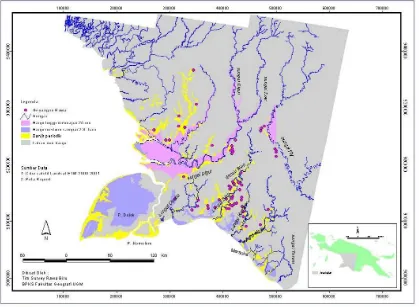 Gambar 5. Titik Lokasi Genagan Air Permukaan dan Sungai-Sungai Besardi Wilayah Merauke