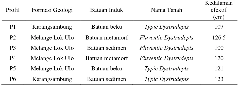 Tabel 3. Hubungan antara Formasi Geologi dengan Nama Tanah 