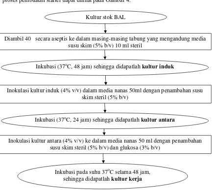 Gambar 4. Diagram alir persiapan starter (Rizal, dkk., 2006) yang telah dimodifikasi