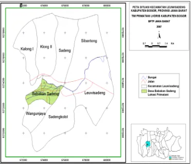 Gambar 2 Peta situasi Kecamatan Leuwi Sadeng lokasi Prima Tani Kabupaten Bogor 