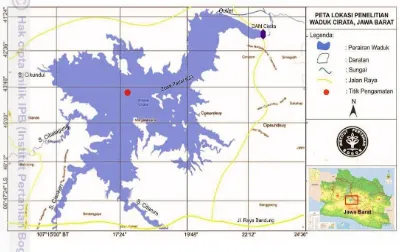Gambar 3.  Peta lokasi penelitian : Waduk Cirata, Jawa Barat  
