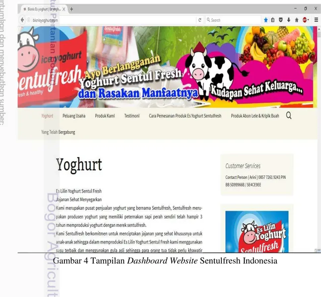 Gambar 4 Tampilan Dashboard Website Sentulfresh Indonesia 