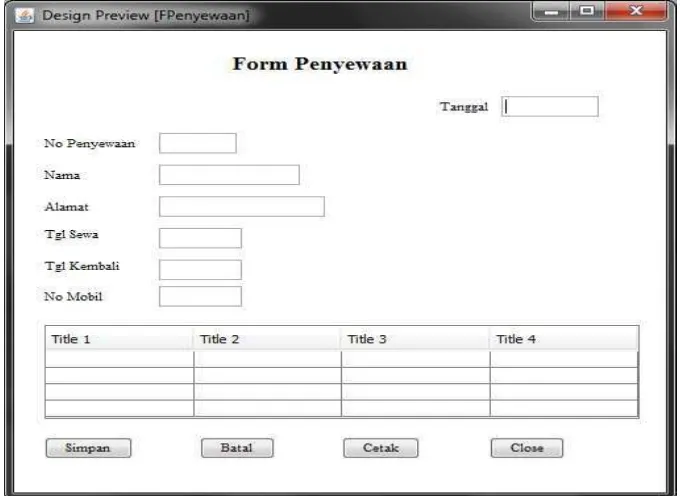 Gambar 4.18 Rancangan Form Input Transaksi Pengembalian 