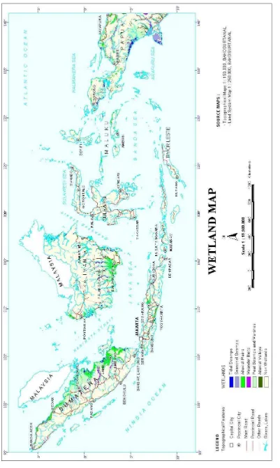 Gambar 2 .  Peta lahan basah  di Indonesia