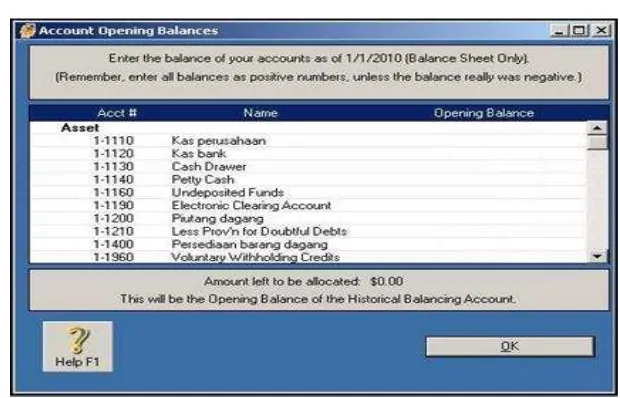 Gambar diatas adalah menu pada Account Opening Balances. Sebelum 