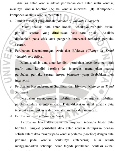 grafik antar kondisi baseline dan intervensi menunjukan makna 