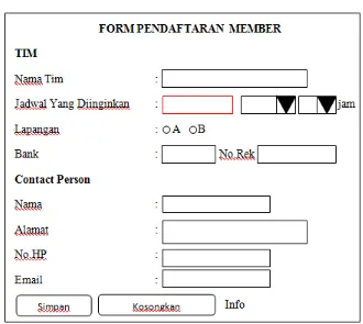 Gambar 4.10 Form Input Registrasi dan Reservasi Member 