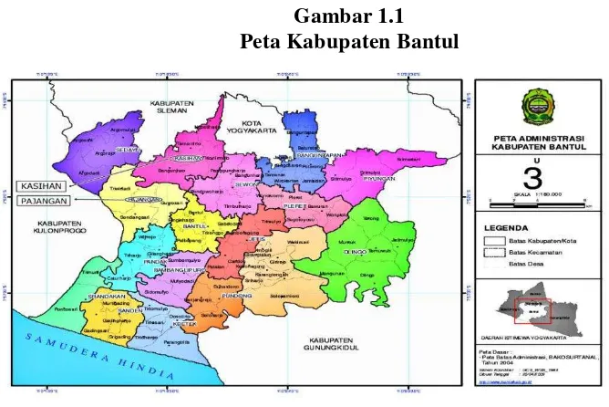 Gambar 1.1 Peta Kabupaten Bantul 